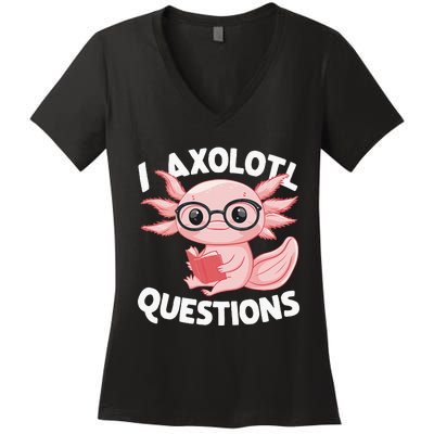 I Axolotl Questions Cute Axolotl Women's V-Neck T-Shirt