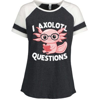 I Axolotl Questions Cute Axolotl Enza Ladies Jersey Colorblock Tee