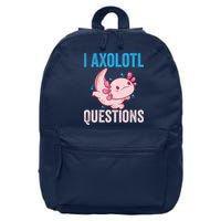 I Axolotl Questions I Axolotl Cute 16 in Basic Backpack