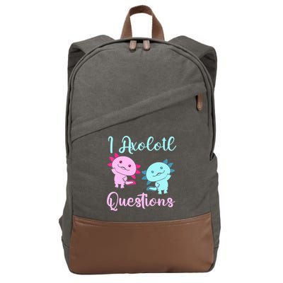 I Axolotl Questions Cute Axolotl For Axolotl Lovers Cotton Canvas Backpack