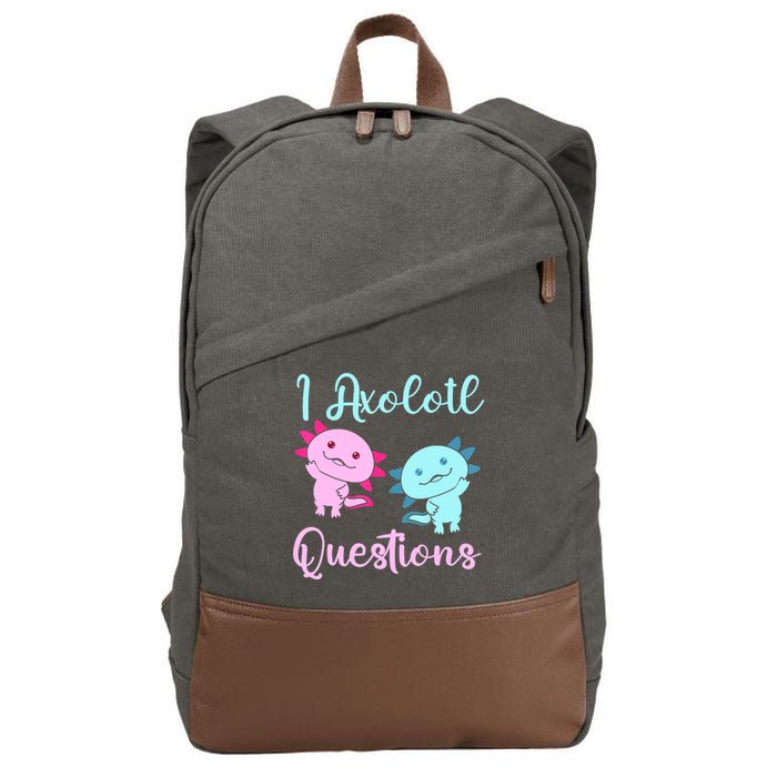 I Axolotl Questions Cute Axolotl For Axolotl Lovers Cotton Canvas Backpack