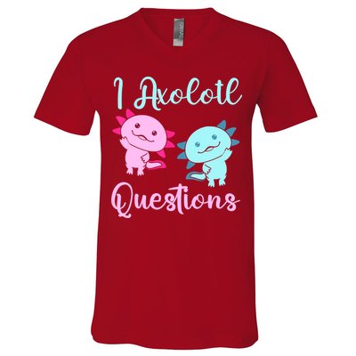 I Axolotl Questions Cute Axolotl For Axolotl Lovers V-Neck T-Shirt