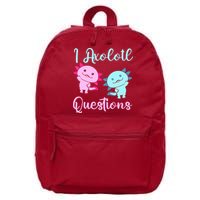 I Axolotl Questions Cute Axolotl For Axolotl Lovers 16 in Basic Backpack