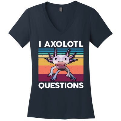 I Axolotl Questions Cute Axolotl Women's V-Neck T-Shirt