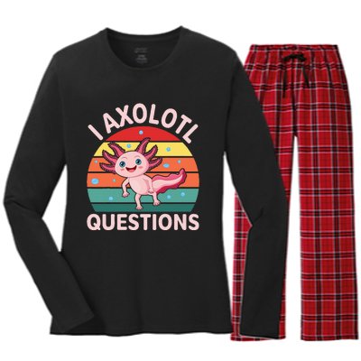 I Axolotl Questions Boy Cute Axolotl Women's Long Sleeve Flannel Pajama Set 