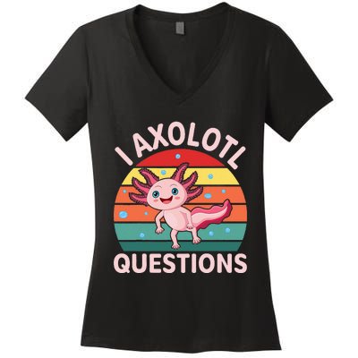 I Axolotl Questions Boy Cute Axolotl Women's V-Neck T-Shirt