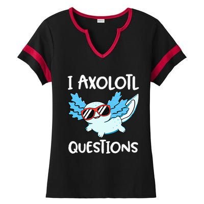 I Axolotl Questions Cute Kawaii Axolotl Anime Girls Ladies Halftime Notch Neck Tee