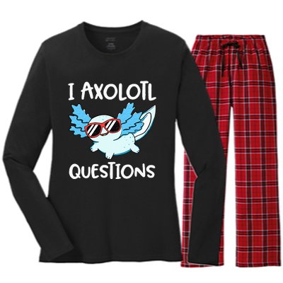 I Axolotl Questions Cute Kawaii Axolotl Anime Girls Women's Long Sleeve Flannel Pajama Set 