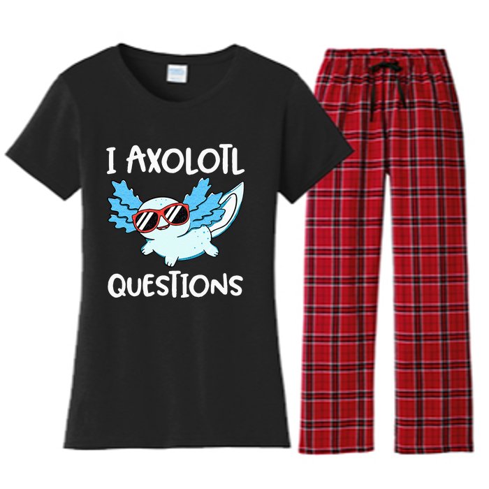 I Axolotl Questions Cute Kawaii Axolotl Anime Girls Women's Flannel Pajama Set