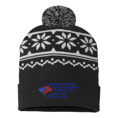 I Am Questioning My Fundamental Belief In The Goodness USA-Made Snowflake Beanie