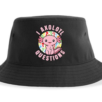 I Axolotl Questions Funny Pink Axolotl Kawaii Sustainable Bucket Hat