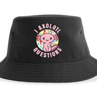 I Axolotl Questions Funny Pink Axolotl Kawaii Sustainable Bucket Hat