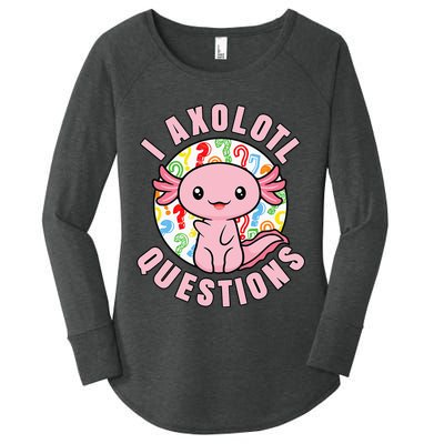 I Axolotl Questions Funny Pink Axolotl Kawaii Women's Perfect Tri Tunic Long Sleeve Shirt