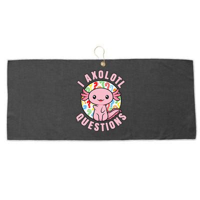 I Axolotl Questions Funny Pink Axolotl Kawaii Large Microfiber Waffle Golf Towel