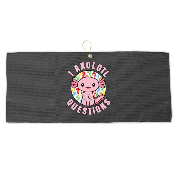 I Axolotl Questions Funny Pink Axolotl Kawaii Large Microfiber Waffle Golf Towel