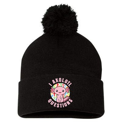 I Axolotl Questions Funny Pink Axolotl Kawaii Pom Pom 12in Knit Beanie