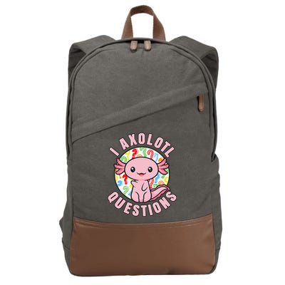 I Axolotl Questions Funny Pink Axolotl Kawaii Cotton Canvas Backpack