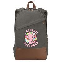 I Axolotl Questions Funny Pink Axolotl Kawaii Cotton Canvas Backpack