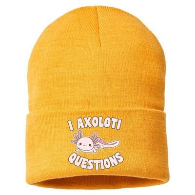 I Axolotl Questions Girl Adult Teens Cute Funny Axolotl Sustainable Knit Beanie