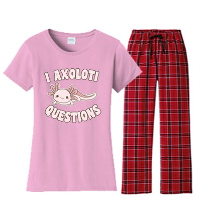 I Axolotl Questions Girl Adult Teens Cute Funny Axolotl Women's Flannel Pajama Set