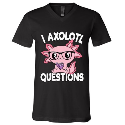 I Axolotl Questions Mexican Salamander Pink Axolotl V-Neck T-Shirt
