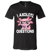 I Axolotl Questions Mexican Salamander Pink Axolotl V-Neck T-Shirt