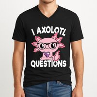 I Axolotl Questions Mexican Salamander Pink Axolotl V-Neck T-Shirt