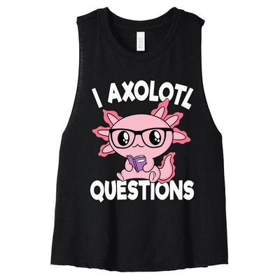 I Axolotl Questions Mexican Salamander Pink Axolotl Women's Racerback Cropped Tank