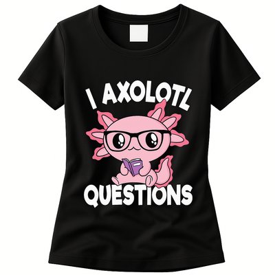 I Axolotl Questions Mexican Salamander Pink Axolotl Womens T-Shirt