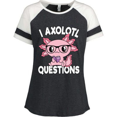 I Axolotl Questions Mexican Salamander Pink Axolotl Enza Ladies Jersey Colorblock Tee