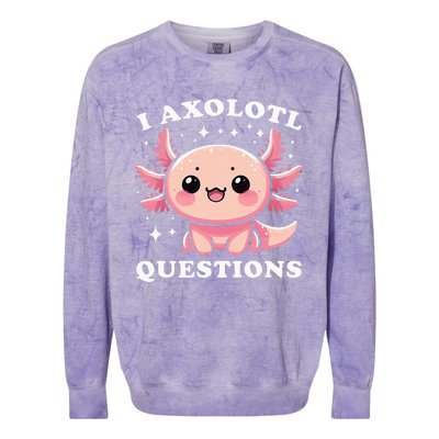 I Axolotl Questions Cute Kawaii Axolotl Colorblast Crewneck Sweatshirt