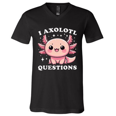 I Axolotl Questions Cute Kawaii Axolotl V-Neck T-Shirt