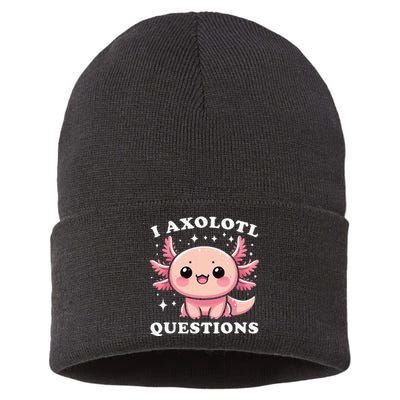 I Axolotl Questions Cute Kawaii Axolotl Sustainable Knit Beanie