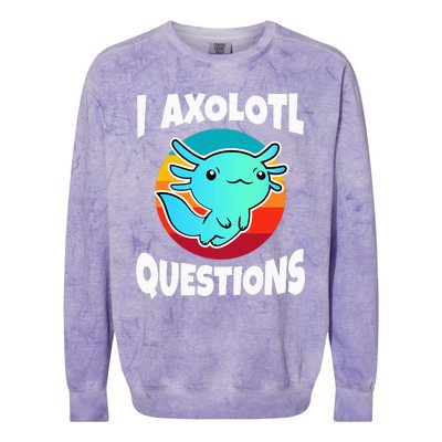 I Axolotl Questions Colorblast Crewneck Sweatshirt