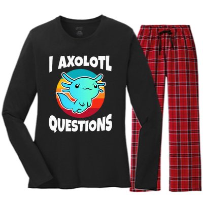 I Axolotl Questions Women's Long Sleeve Flannel Pajama Set 