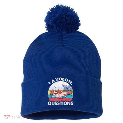 I Axolotl Questions Vintage Axolotl Gift Boys Girls Pom Pom 12in Knit Beanie
