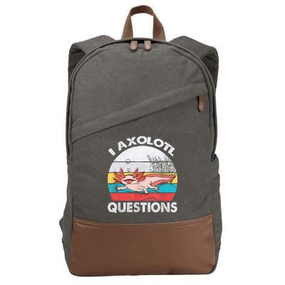 I Axolotl Questions Vintage Axolotl Gift Boys Girls Cotton Canvas Backpack