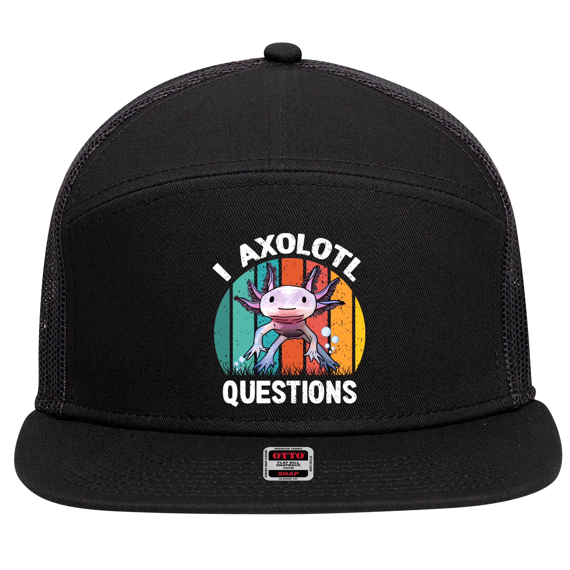I Axolotl Questions Shirt Youth Kids Retro 90s Funny Axolotl 7 Panel Mesh Trucker Snapback Hat