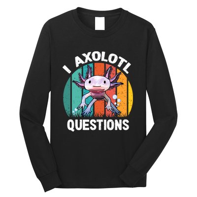 I Axolotl Questions Shirt Youth Kids Retro 90s Funny Axolotl Long Sleeve Shirt