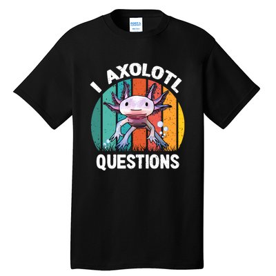 I Axolotl Questions Shirt Youth Kids Retro 90s Funny Axolotl Tall T-Shirt