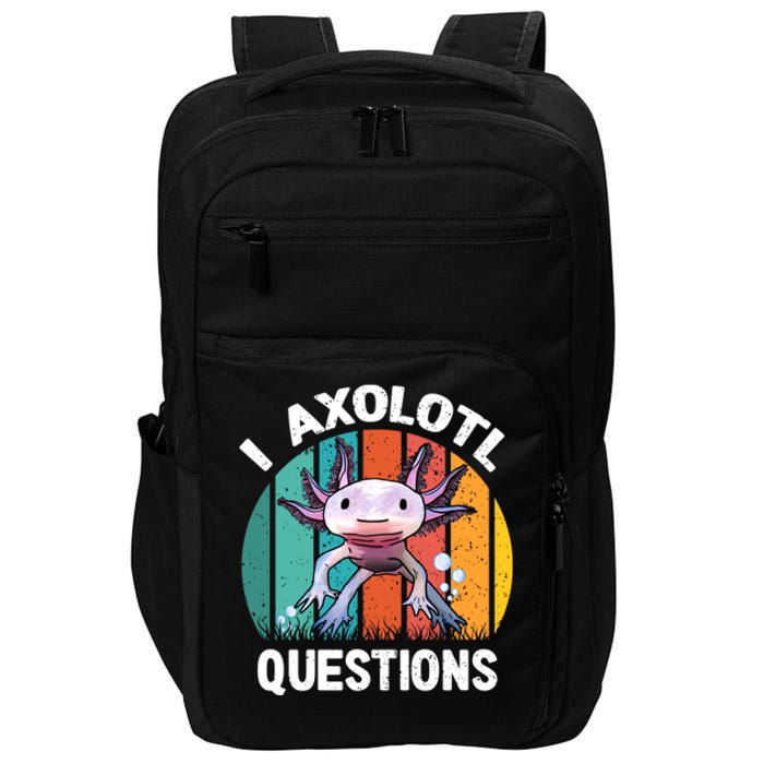 I Axolotl Questions Shirt Youth Kids Retro 90s Funny Axolotl Impact Tech Backpack