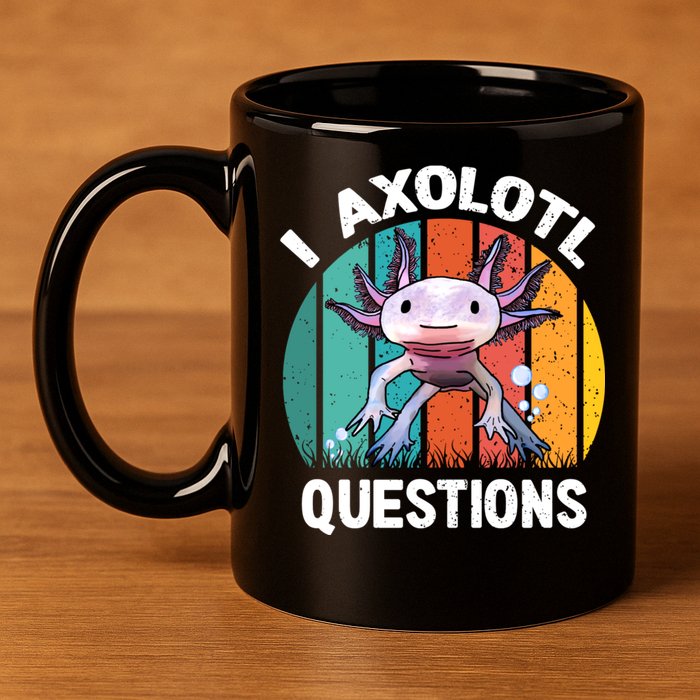 I Axolotl Questions Shirt Youth Kids Retro 90s Funny Axolotl 11oz C Handle Ceramic Mug