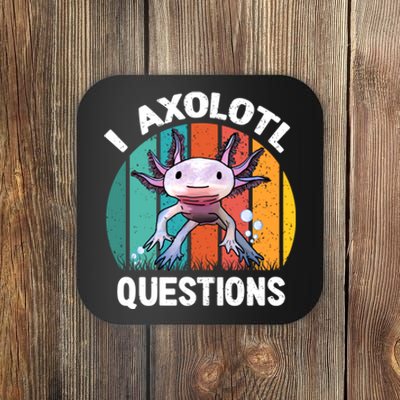 I Axolotl Questions Shirt Youth Kids Retro 90s Funny Axolotl Coaster