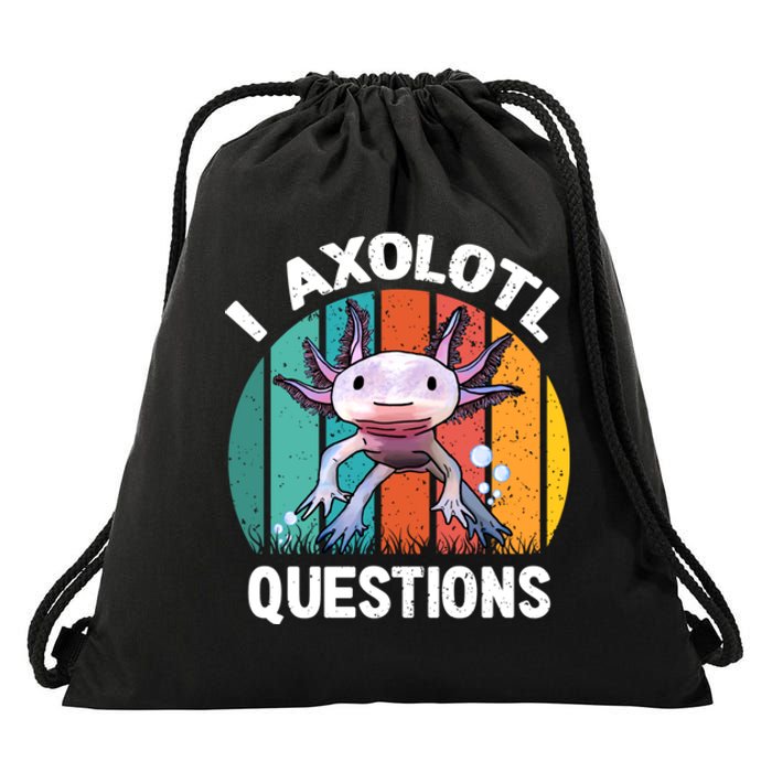 I Axolotl Questions Shirt Youth Kids Retro 90s Funny Axolotl Drawstring Bag