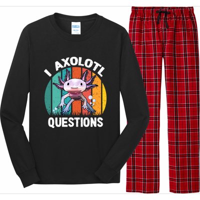 I Axolotl Questions Shirt Youth Kids Retro 90s Funny Axolotl Long Sleeve Pajama Set