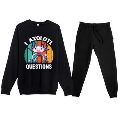 I Axolotl Questions Shirt Youth Kids Retro 90s Funny Axolotl Premium Crewneck Sweatsuit Set