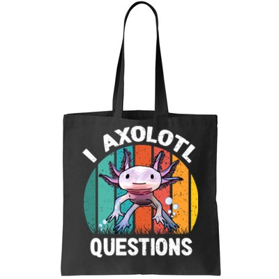 I Axolotl Questions Shirt Youth Kids Retro 90s Funny Axolotl Tote Bag