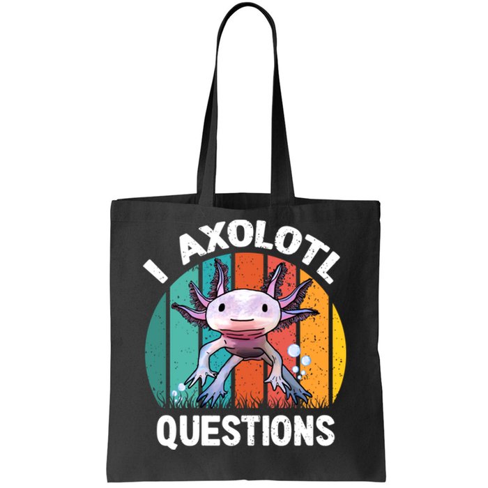 I Axolotl Questions Shirt Youth Kids Retro 90s Funny Axolotl Tote Bag