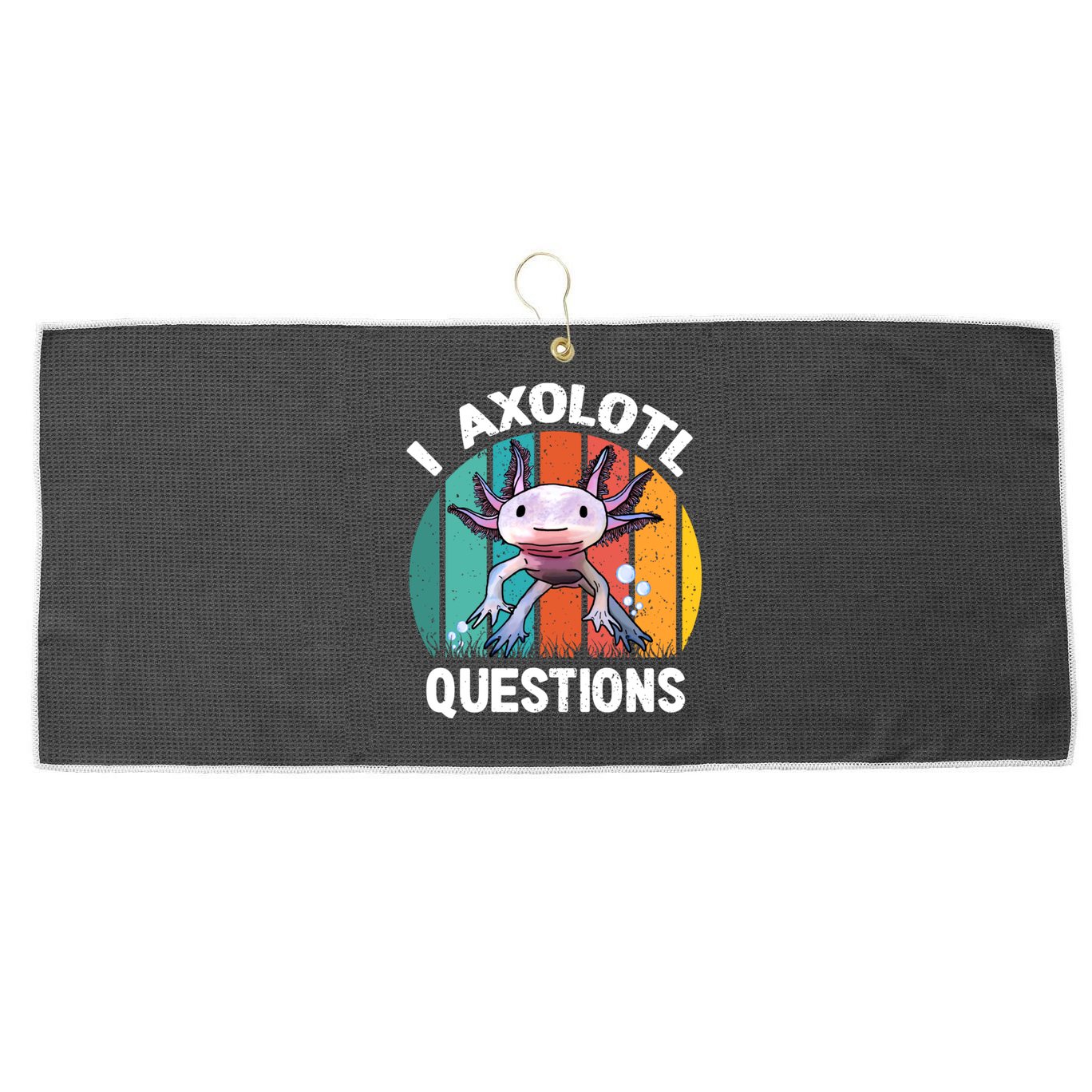 I Axolotl Questions Shirt Youth Kids Retro 90s Funny Axolotl Large Microfiber Waffle Golf Towel