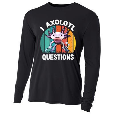 I Axolotl Questions Shirt Youth Kids Retro 90s Funny Axolotl Cooling Performance Long Sleeve Crew